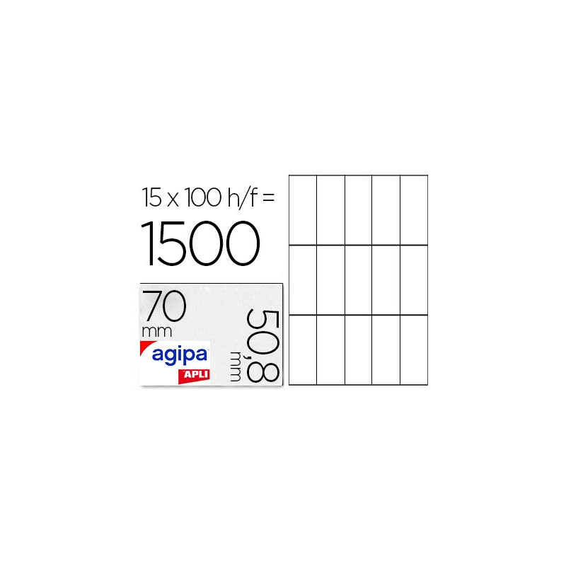 Étiquette adhésive apli agipa multi-usage 70x50.8mm toute imprimante boîte 1500 unités