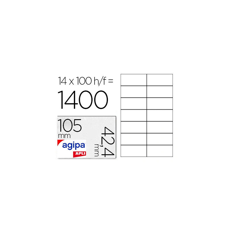 Étiquette adhésive apli agipa multi-usage 105x42.4mm toute imprimante boîte 1400 unités