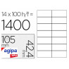 Étiquette adhésive apli agipa multi-usage 105x42.4mm toute imprimante boîte 1400 unités