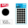 Pastille adhésive apli agipa diamètre 15mm permanente coloris noir pochette 168 unités