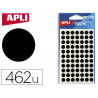 Pastille adhésive apli agipa diamètre 8mm permanente coloris noir pochette 462 unités