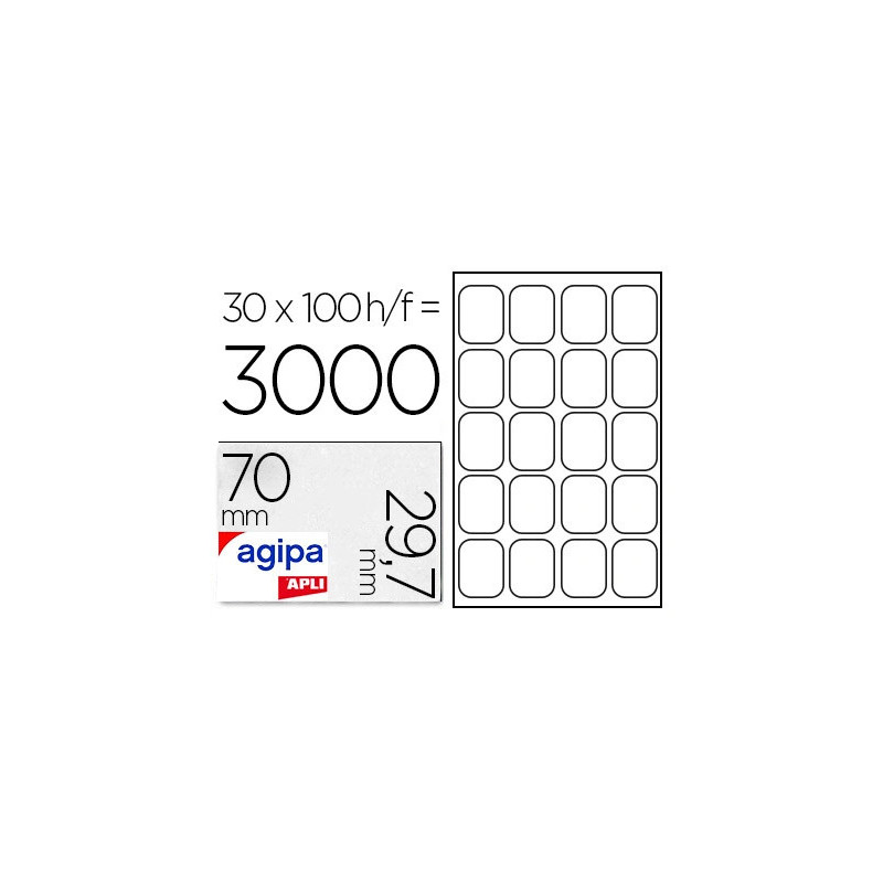 Étiquette adhésive apli agipa multi-usage 70x29.7mm toute imprimante boîte 3000 unités