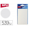 Pastille adhésive apli agipa diamètre 8mm permanente coloris blanc pochette 539 unités