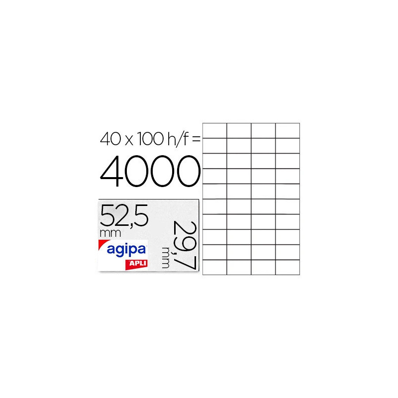 Étiquette adhésive apli agipa multi-usage 52.5x29.7mm toute imprimante boîte 4000 unités