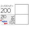 Étiquette adhésive apli agipa imprimante laser copieur 210x148.5mm boîte 200 unités