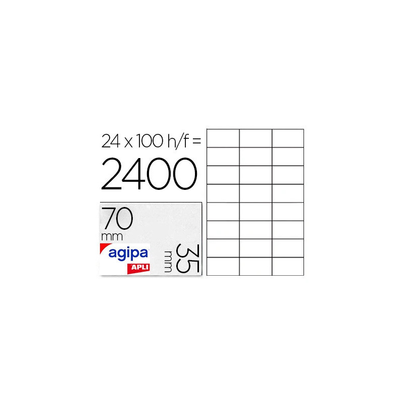 Étiquette adhésive apli agipa imprimante laser copieur 70x35mm boîte 2400 unités