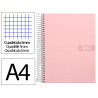 Cahier spirale liderpapel crafty couverture contrecollée a4 240p 90g/m2 5x5mm microperforé 4 trous coloris rose