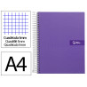 Cahier spirale liderpapel crafty couverture contrecollée a4 240p 90g/m2 5x5mm mnicroperforé 4 trous coloris violet