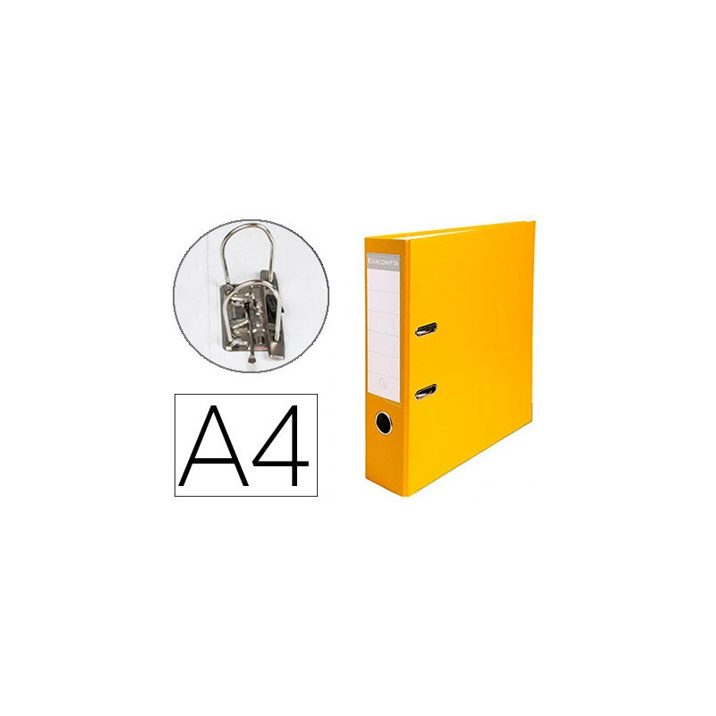 Classeur levier exacompta a4 polypropylène 22/10e dos 80mm coloris jaune