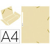 Chemise exacompta carte lustrée 5/10e 400g 3 rabats et élastique a4 format 240x320mm coloris ivoire