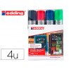 Marqueur edding craie liquide e4095 fenêtre ardoise verre pointe ogive 2 à 3mm assortis pochette 4 unités
