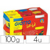 Pâte à modeler giotto be-bè testé dermatologiquement coloris assortis rouge jaune cyan blanc 4 pots 100g