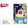 Pastille adhésive apli agipa diamètre 45mm coloris assortis pochette 84 unités