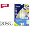 Pastille adhésive apli agipa diamètre 8mm permanente coloris assortis pochette 2058 unités