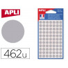 Pastille adhésive apli agipa diamètre 8mm permanente coloris argent pochette 308 unités