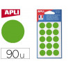 Pastille adhésive apli agipa diamètre 19mm permanente coloris vert pochette 90 unités