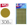 Pastille adhésive apli agipa diamètre 8mm permanente coloris or pochette 308 unités