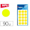 Pastille adhésive apli agipa diamètre 19mm permanente coloris jaune pochette 90 unités