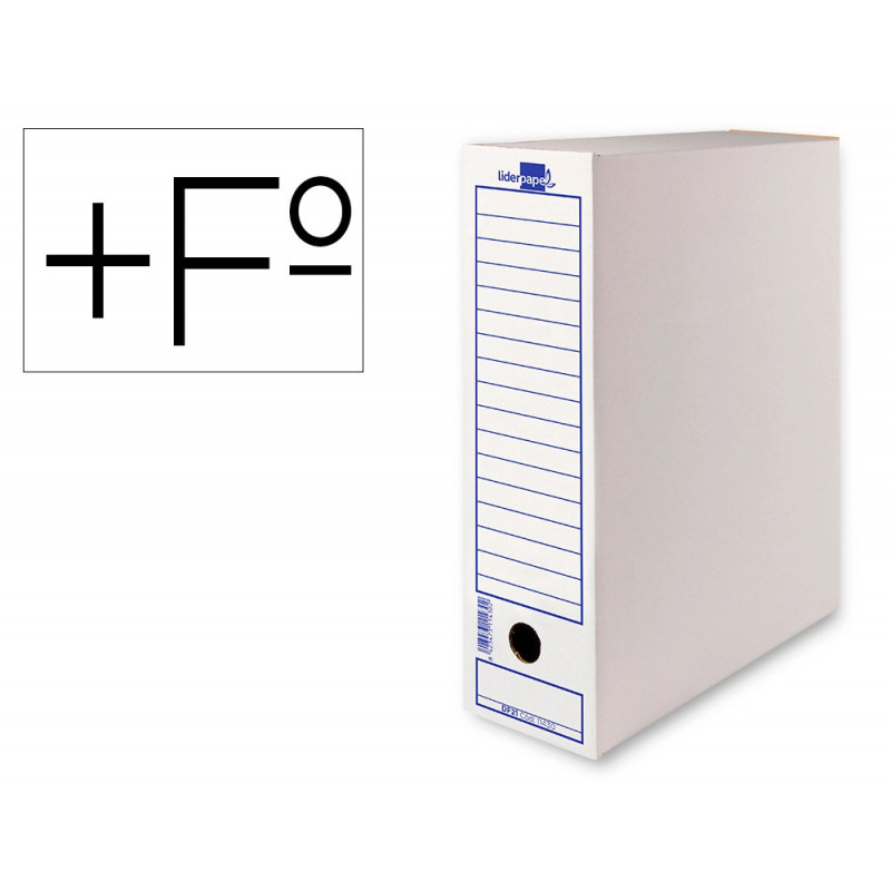 Boite a archives liderpapel carton recycle 340g/m2 dos 116mm 388x116x275mm coloris blanc