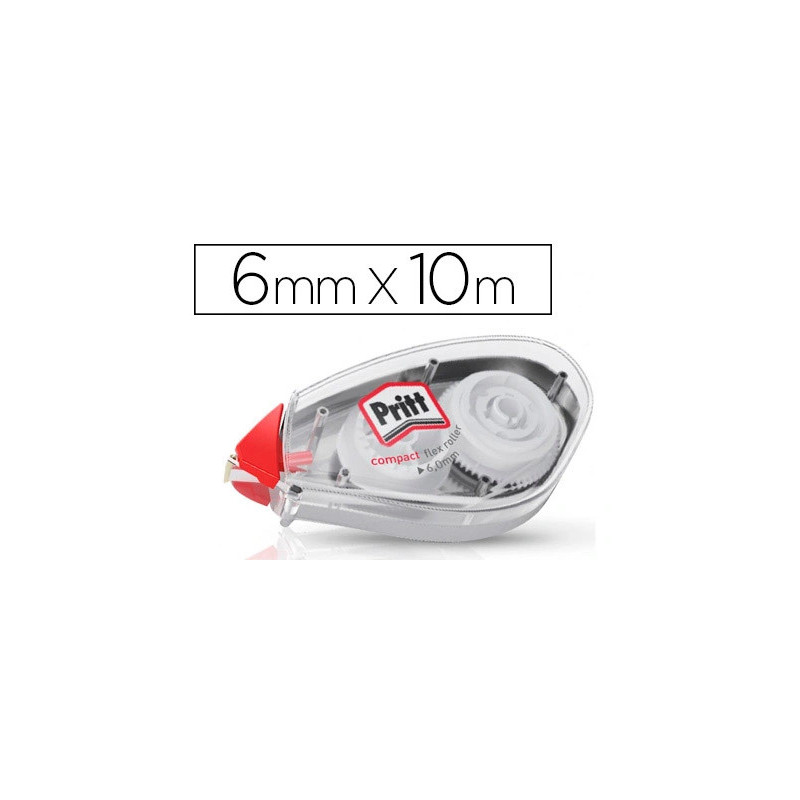 Correcteur pritt compact dévidoir ruban 6mmx10m 1 ligne application frontale réécriture immédiate protection embout