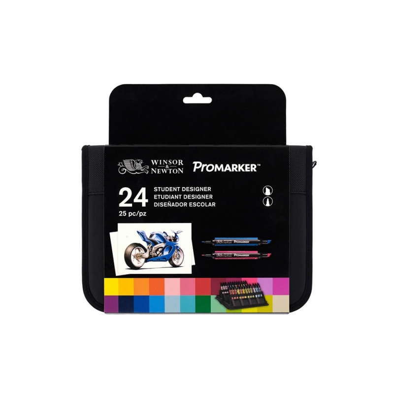 Marqueur professionnel w&n promarker double pointe couleurs assorties trousse étudiant 24 unités
