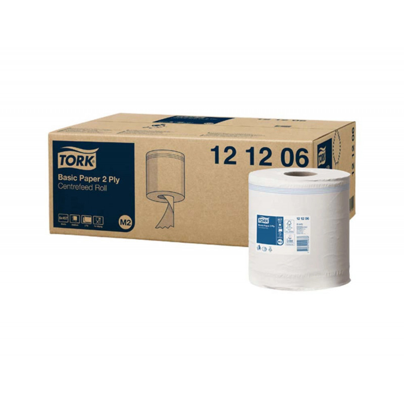 Tork papier d'essuyage basic pour distributeur à dévidage central blanc m2 lot de 6
