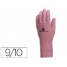 Gant ménage deltaplus latex floqué longueur 30cm épaisseur 0.38mm coloris rose taille 9/10 paire