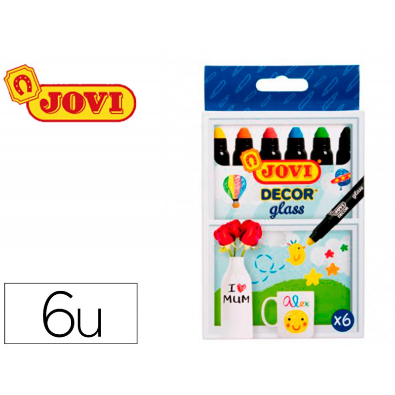 Craie cire jovi décor glass toutes superficies non poreuses non permanente étui 6 unités