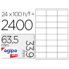 Étiquette adhésive apli agipa jet d'encre 63.5x33.9mm formats paramétrés boîte 2400 unités