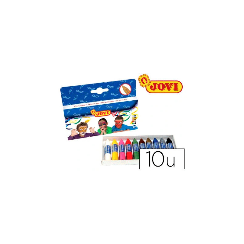 Bâtonnet maquillage jovi nettoyage eau savon coloris assortis coffret 10 unités 4g