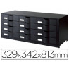 Module classement paperflow 12 tiroirs polystyrène encoche porte-étiquette 329x342x813mm coloris noir