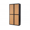 Armoire paperflow easyoffice 4 tablettes charge 75kg structure noire rideaux 204x110x41,5cm coloris noir/hêtre