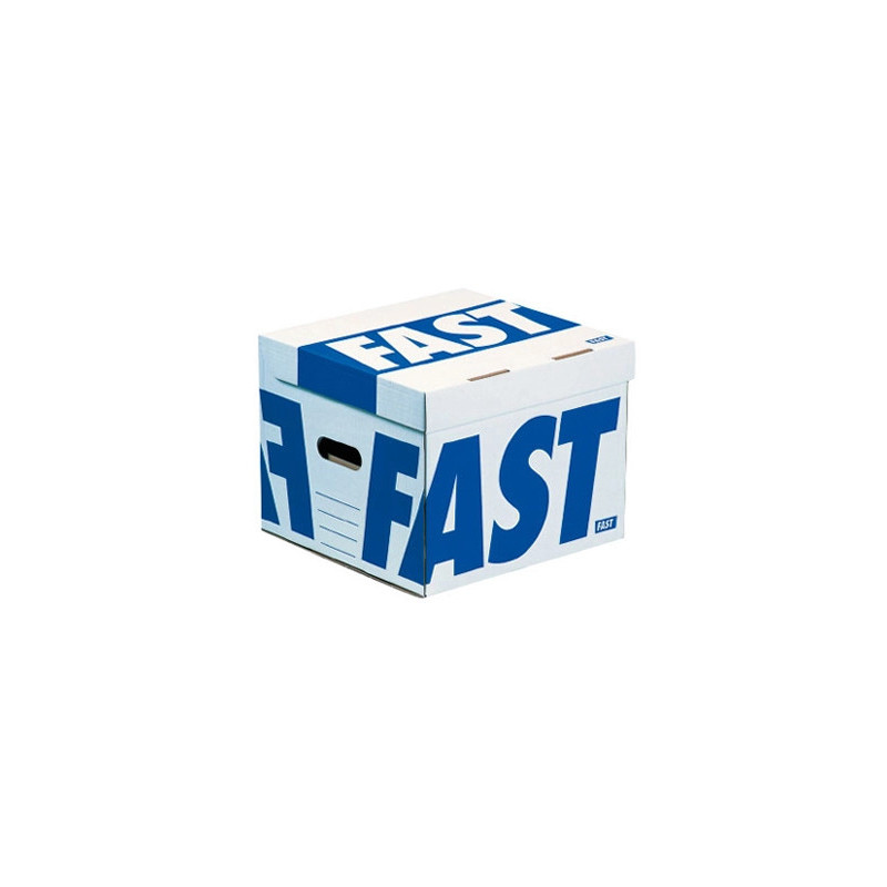 Conteneur fast flash cube 350x350x280mm capacité 4 boîtes dos 80mm poignées ouverture dessus livré plat blanc/bleu