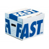 Conteneur fast flash cube 350x350x280mm capacité 4 boîtes dos 80mm poignées ouverture dessus livré plat blanc/bleu