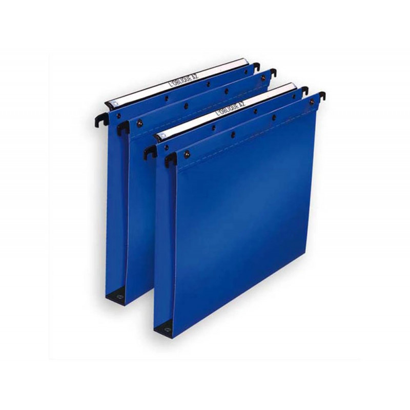 Dossier suspendu l'oblique polypro ultimate 5/10e tiroir entraxe 330mm h250mm fond 15 coloris bleu pack 10 unités