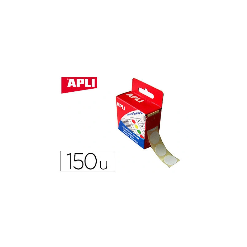 Pastille adhésive apli agipa diamètre 15mm permanente coloris blanc boîte 150 unités