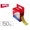Pastille adhésive apli agipa diamètre 15mm permanente coloris jaune boîte 150 unités