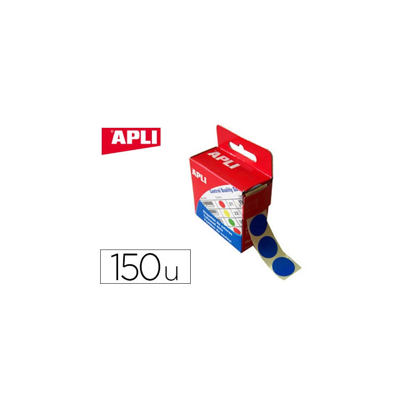 Pastille adhésive apli agipa diamètre 15mm permanente coloris bleu boîte 150 unités