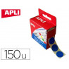 Pastille adhésive apli agipa diamètre 15mm permanente coloris bleu boîte 150 unités
