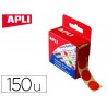 Pastille adhésive apli agipa diamètre 15mm permanente coloris rouge boîte 150 unités