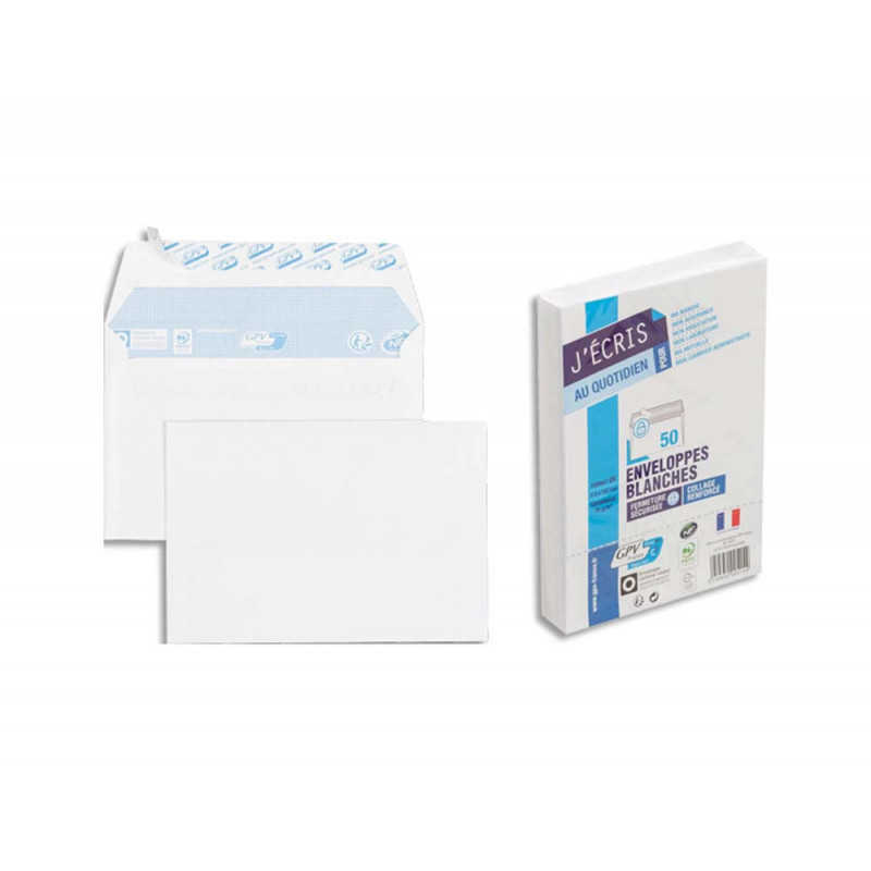 Enveloppe gpv économique vélin blanc 75g c6 114x162mm adhésive paquet 50 unités
