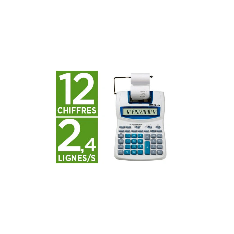 Calculatrice ibico 1214x imprimante 12 chiffres touche marge bénéficiaire 152x218x55mm 445g impression bicolore