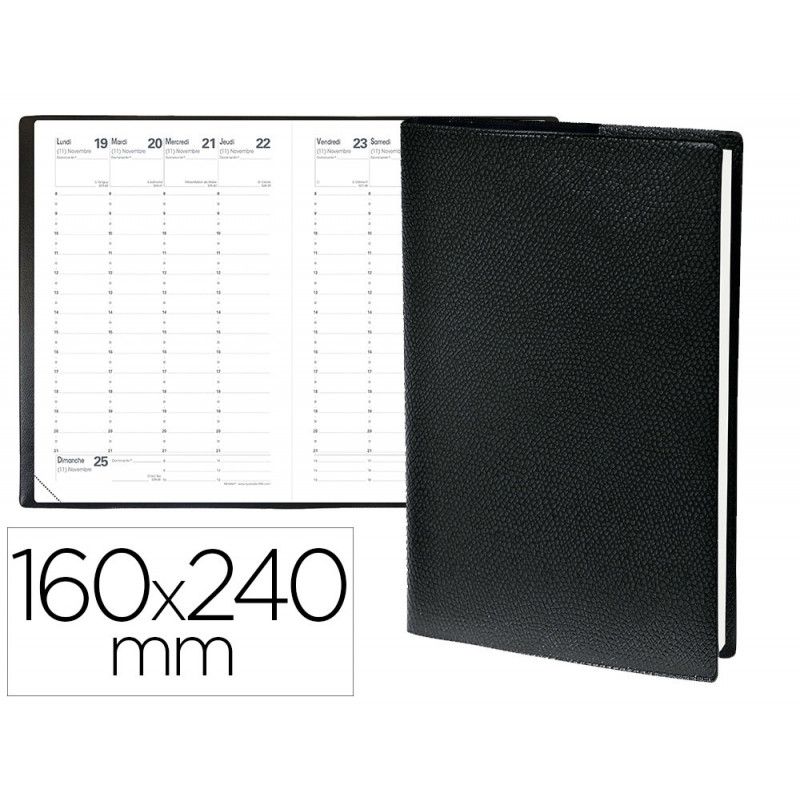Agenda quo vadis ministre planning 13 mois décembre/décembre reliure atlas 1 semaine 2 pages 160x240mm couleur noir