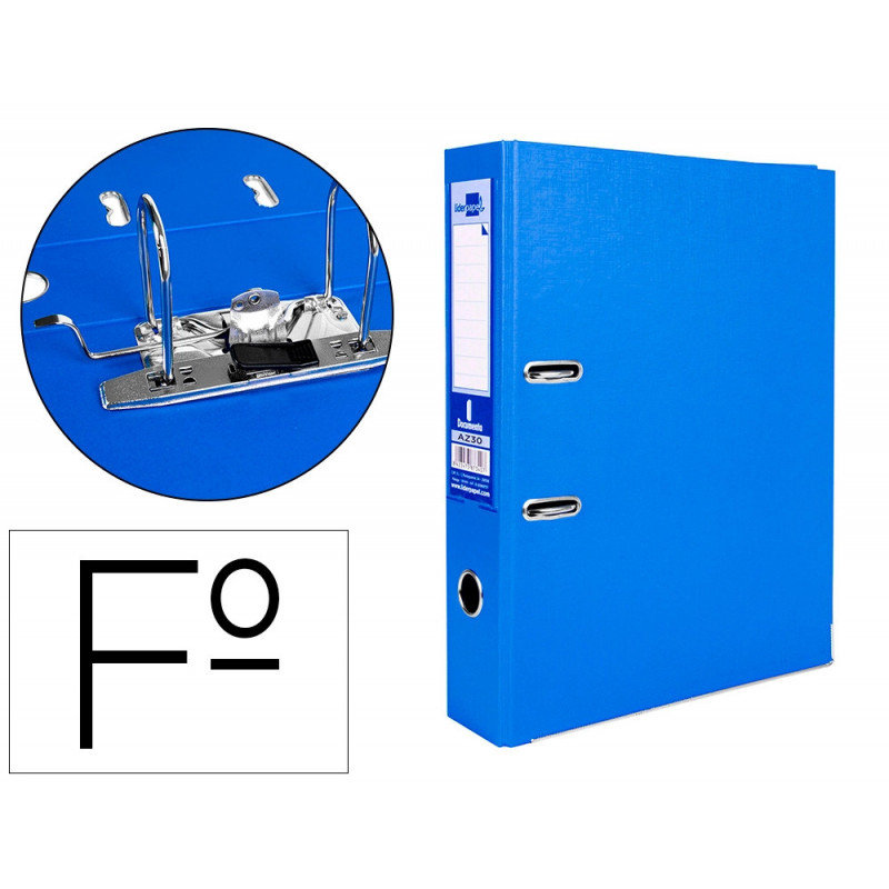 Classeur levier liderpapel documenta a4+ carton remborde dos 75mm rado metallique coloris bleu