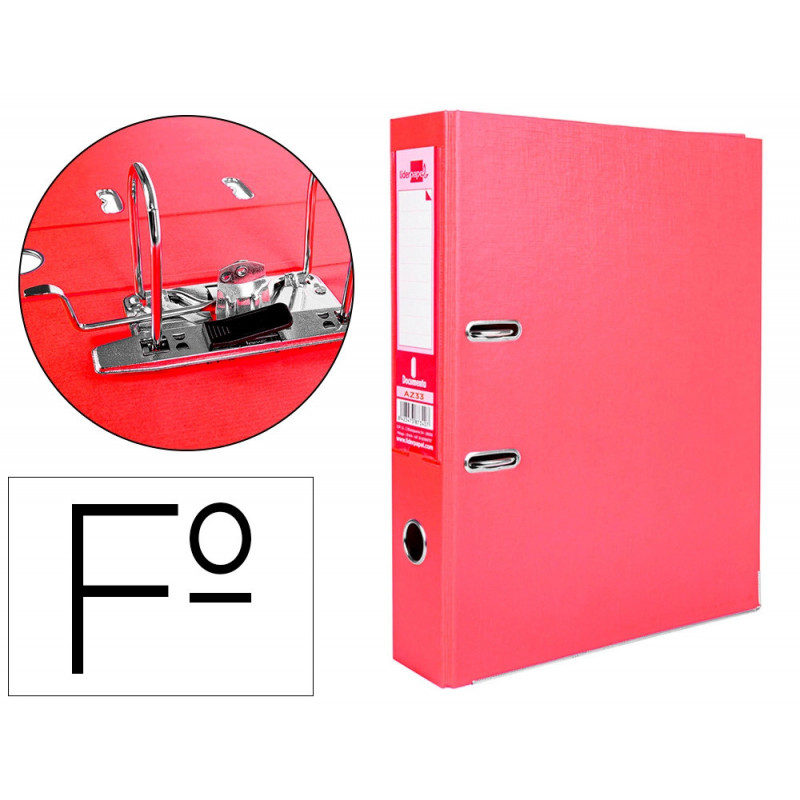 Classeur levier liderpapel documenta a4+ carton remborde dos 75mm rado metallique coloris rouge