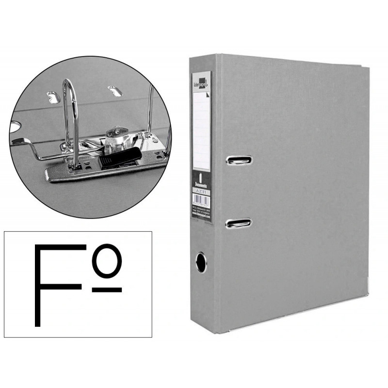 Classeur levier liderpapel documenta a4+ carton remborde dos 75mm rado metallique coloris gris