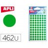 Pastille adhésive apli agipa diamètre 8 mm coloris vert pochette 462 unités