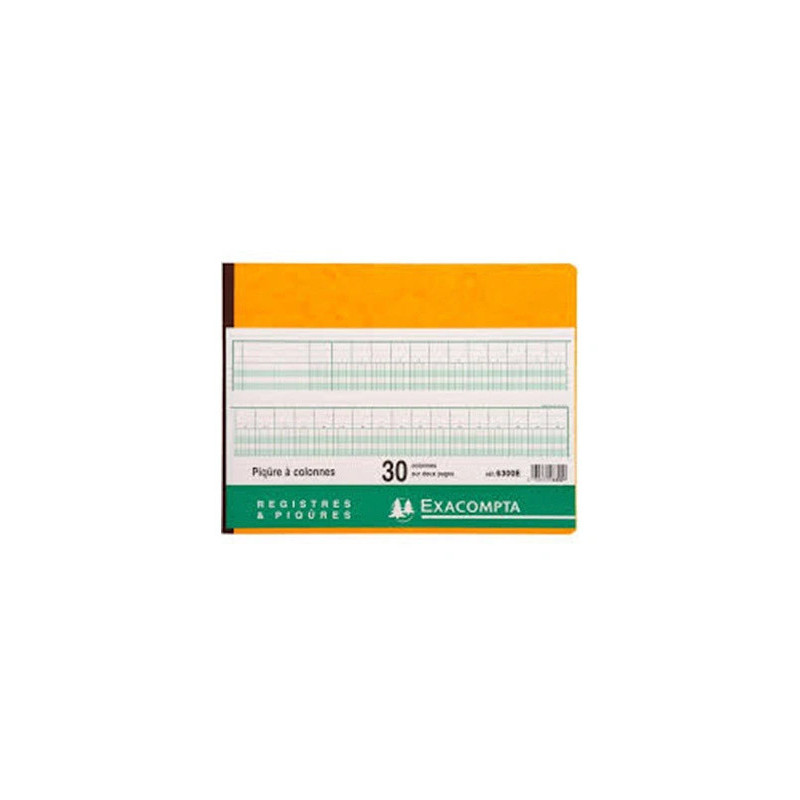 Registre piqûre exacompta colonnes 320x250mm 31 lignes 30 colonnes/2 pages 80 pages