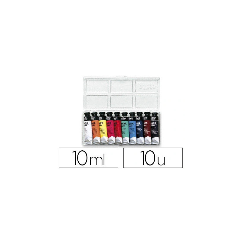 Gouache pébéo couleurs lumineuses fort pouvoir couvrant coloris assortis boîte 10 tubes 10ml
