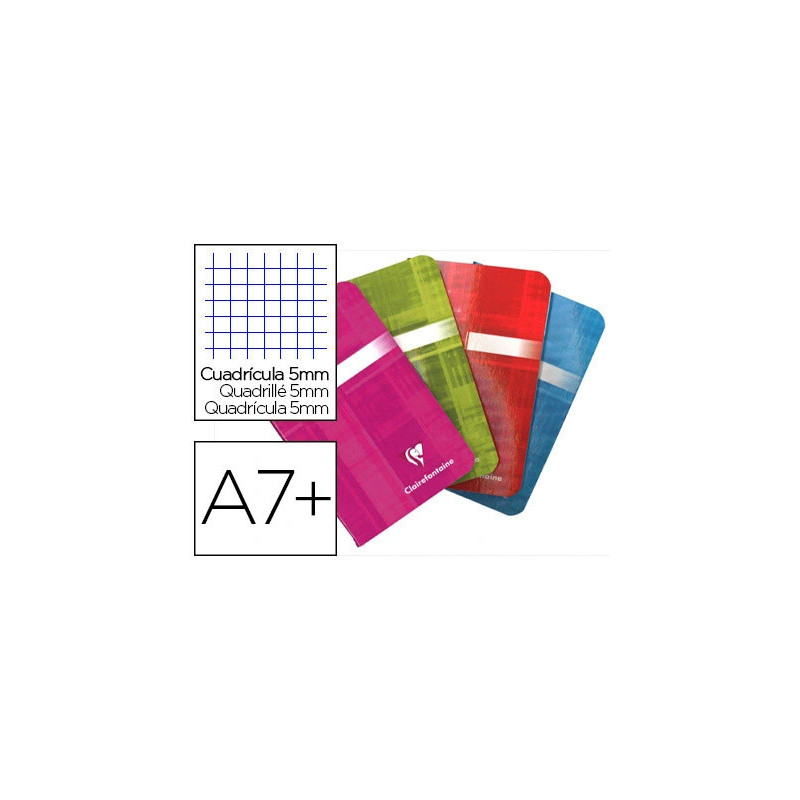 Carnet piqué clairefontaine papier vélin velouté couverture pelliculée lavable 9x14cm 96 pages 90g 5x5mm